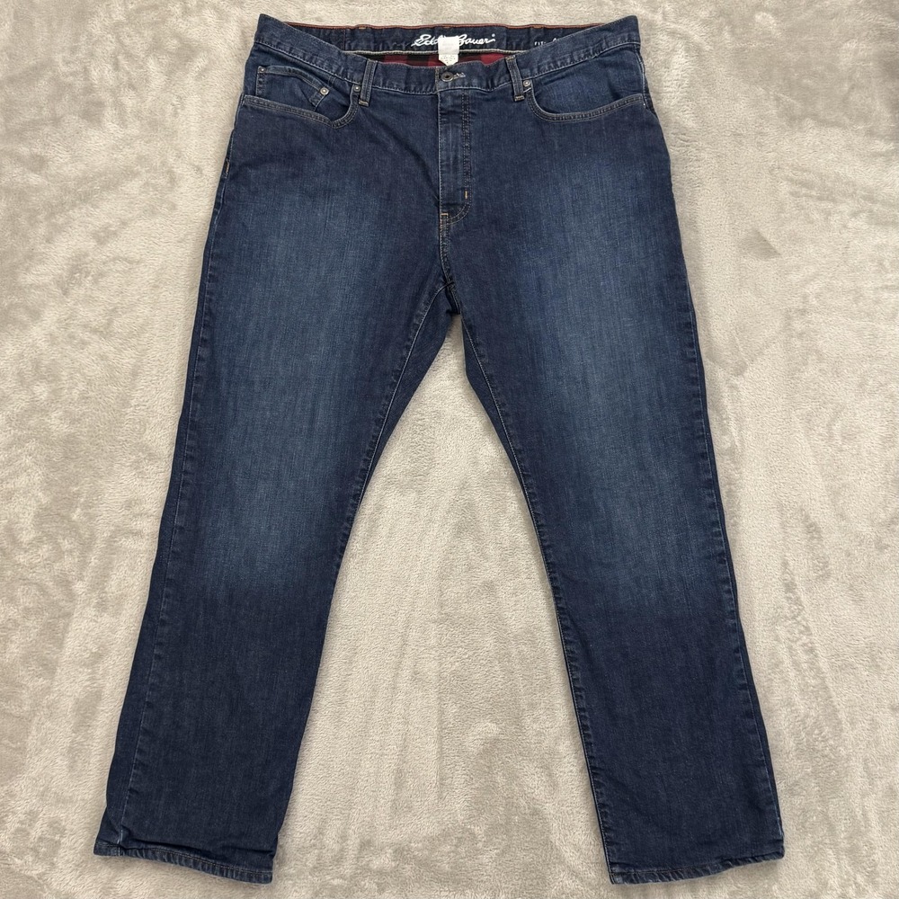 Eddie Bauer Flannel Lined Jeans Mens 40x32 Blue Straight Warm Winter Workwear